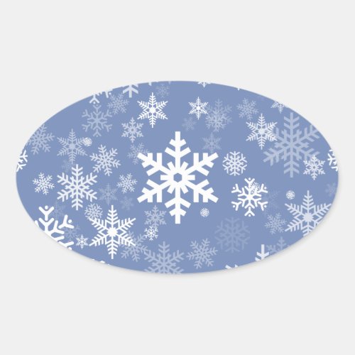 Snowflakes Graphic Customize Color Background on a Oval Sticker