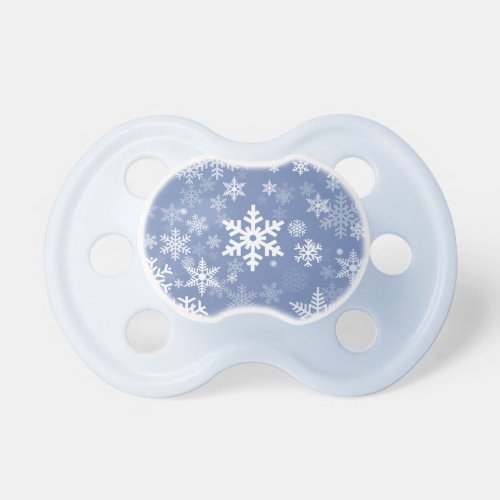 Snowflakes Graphic Customize Color Background on a Pacifier