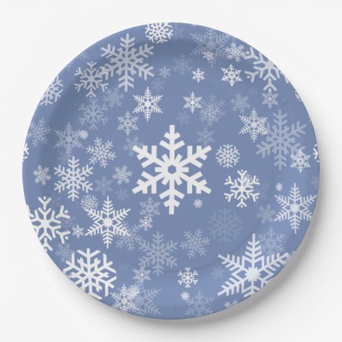 Snowflakes Graphic Customize Color Background on a Paper Plates