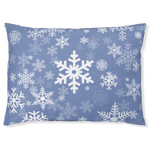 Snowflakes Graphic Customize Color Background on a Pet Bed