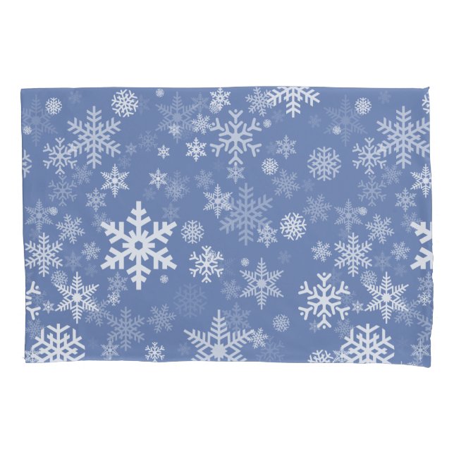Snowflakes Graphic Customize Color Background on a Pillowcase (Front)