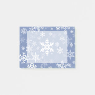 Blue Winter Snowflake on White Post-it Notes