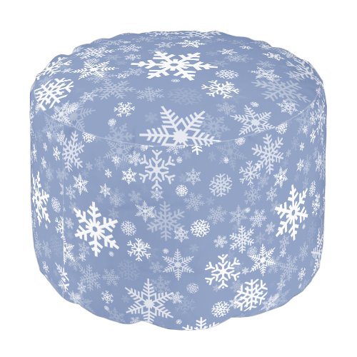 Snowflakes Graphic Customize Color Background on a Pouf