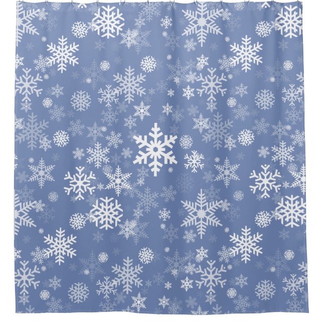Snowflakes Graphic Customize Color Background on a Shower Curtain (Front)