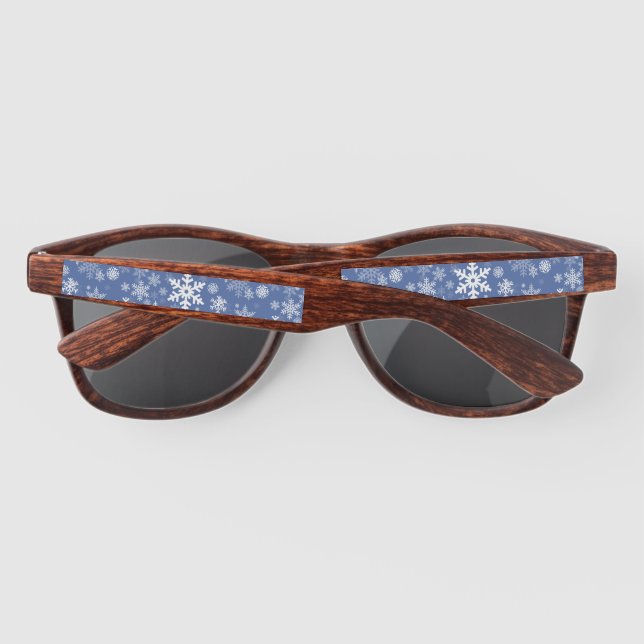Snowflakes Graphic Customize Color Background on a Sunglasses (Back)