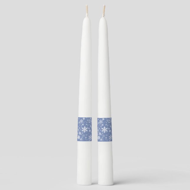 Snowflakes Graphic Customize Color Background on a Taper Candle (Front)