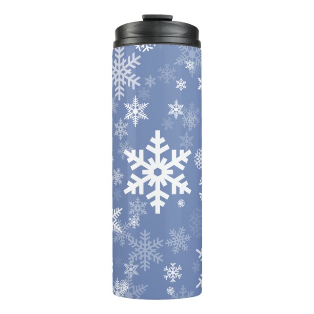 Snowflakes Graphic Customize Color Background on a Thermal Tumbler (Front)