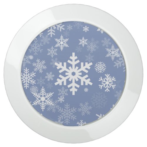 Snowflakes Graphic Customize Color Background on a USB Charging Station