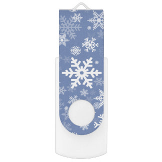Snowflakes Graphic Customize Color Background on a USB Flash Drive