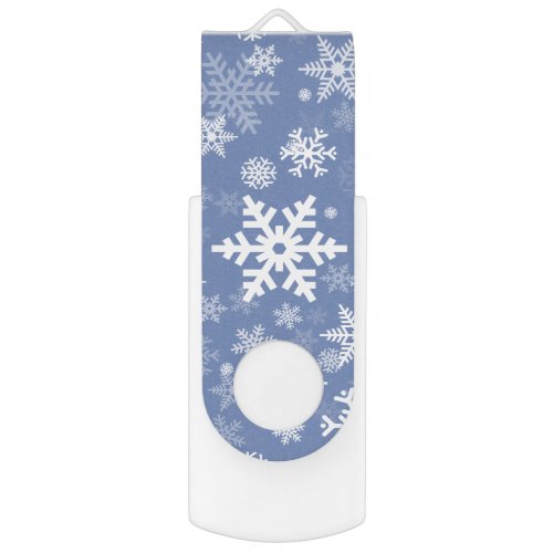 Snowflakes Graphic Customize Color Background on a USB Flash Drive