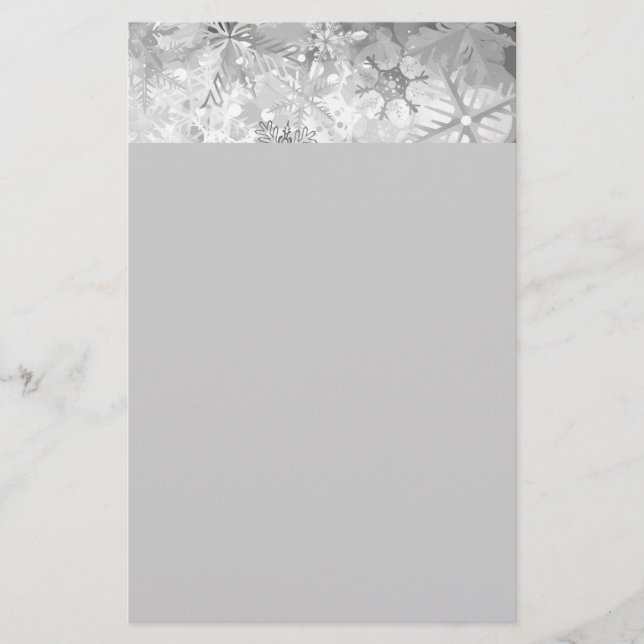 snowflakes gray greys winter digital realism layer stationery (Front)