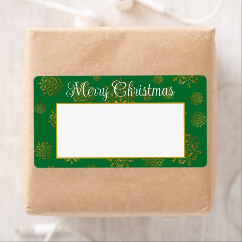 Snowflakes Green Christmas Shipping Labels