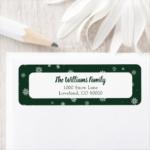 Snowflakes Green Holiday Label