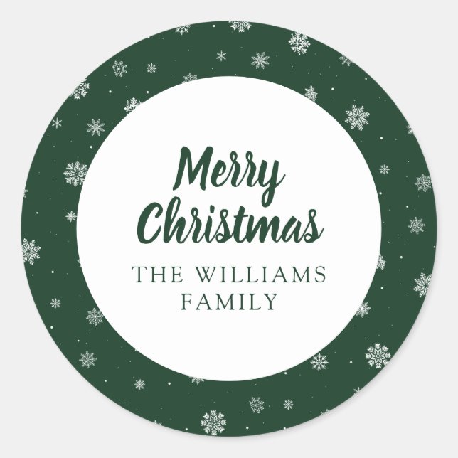Snowflakes Green Holiday Sticker (Front)