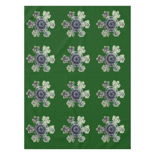 Snowflakes Green Tablecloth (Front)
