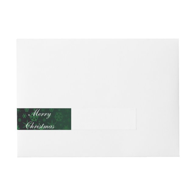 Snowflakes – Green Wrap Around Address Label (Front)