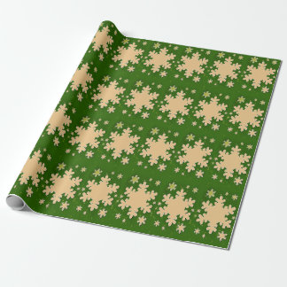 Snowflakes green wrapping paper
