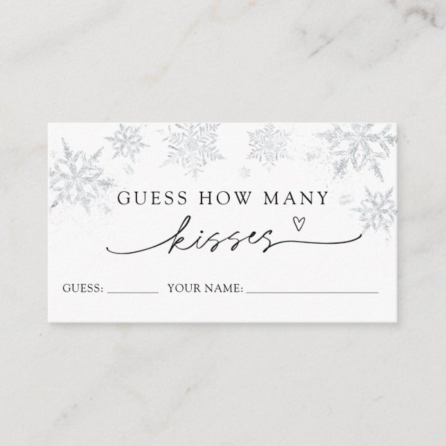 Snowflakes Guess How Many Kisses Game Card (Front)