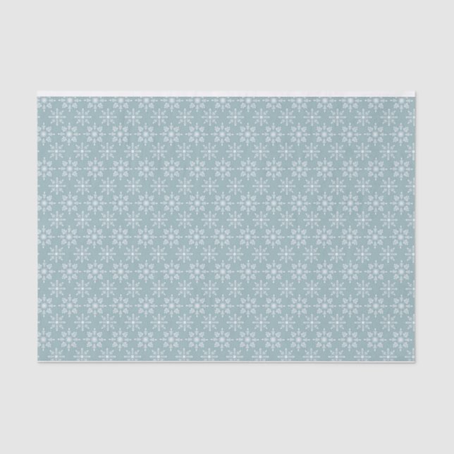 Snowflakes, hand drawn tiled design in winter blue tissue paper (Front)