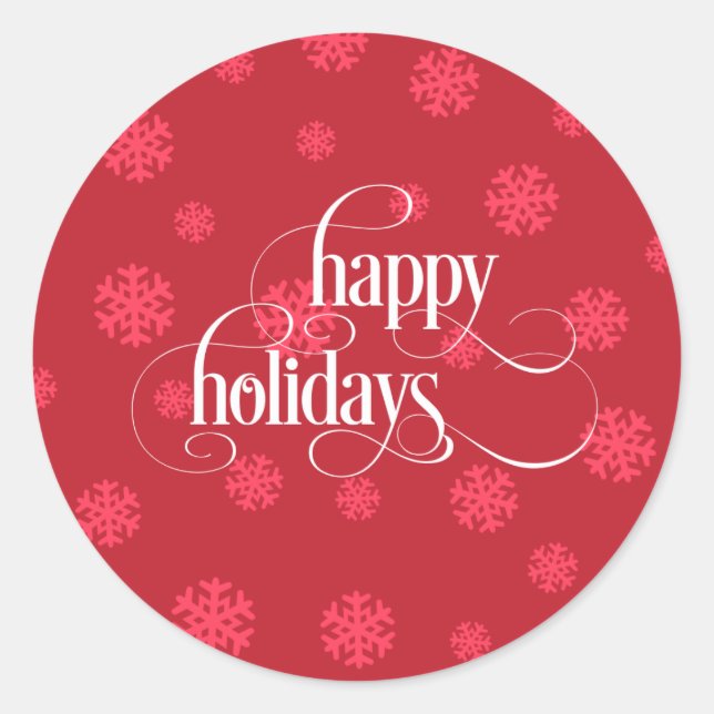 Snowflakes | Happy Holiday | Christmas Classic Round Sticker (Front)