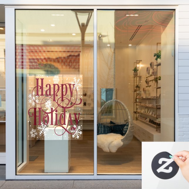 Snowflakes Happy Holiday decal Store window clings (Store Window)