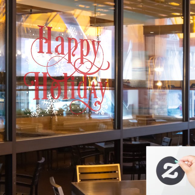 Snowflakes Happy Holiday, Restaurant window clings (Restaurant Window)
