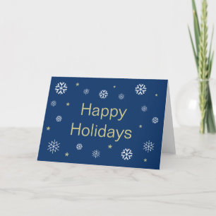 Snowflakes Happy Holidays Blue Blank Card