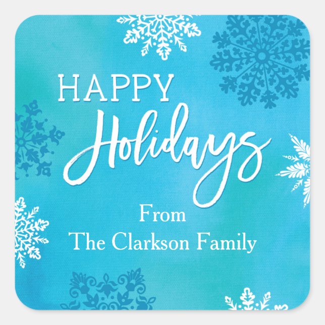 Snowflakes Happy Holidays Sticker (Front)