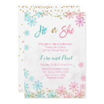 Snowflakes he or she gender reveal invitation