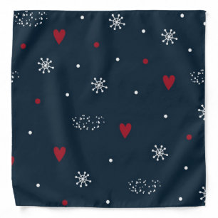 Snowflakes, Hearts and Dots Bandana
