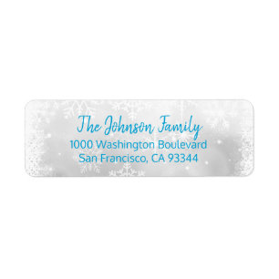 SNOWFLAKES Holiday Christmas Blue Return Address Label