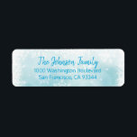 SNOWFLAKES Holiday Christmas Blue Return Address Label<br><div class="desc">Elegant and classy return labels for Christmas (Xmas) Holiday greeting cards.  Snowflakes and Snow in turquoise blue.  Modern letters for family name and address. Letter color and font can be changed.</div>