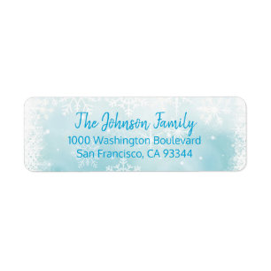 SNOWFLAKES Holiday Christmas Blue Return Address Label
