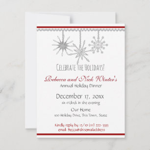 Snowflakes Holiday Dinner Party Invitation