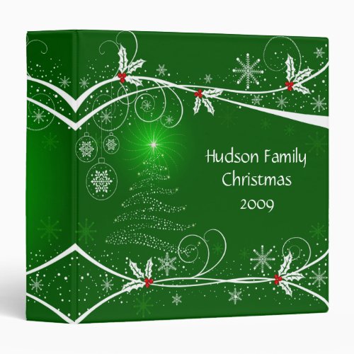 Snowflakes Holly Tree Photo Album _ 15 in Binder