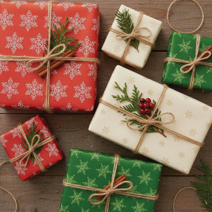Snowflakes Homespun Christmas Wrapping Paper Sheets
