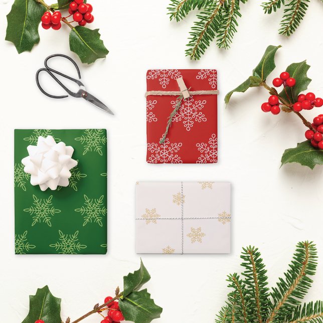 Snowflakes Homespun Pattern Christmas Wrapping Paper Sheets (Creator Uploaded)