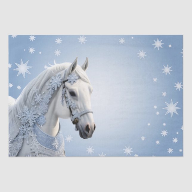Snowflakes Horse Christmas Tissue Paper (Front)