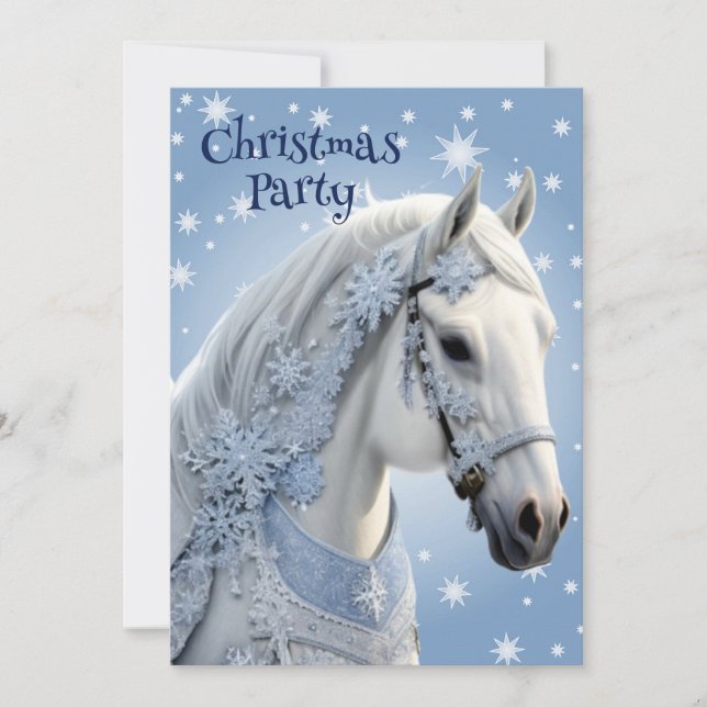 Snowflakes Horse Holiday Christmas Invitation (Front)
