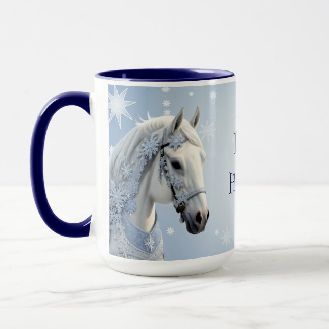 Snowflakes Horse Holiday Christmas Mug (Left)