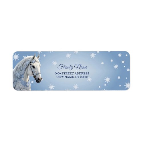 Snowflakes Horse Holiday Christmas Return Address Label