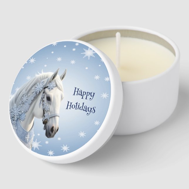 Snowflakes Horse Mini Christmas Mini Candle Favors (Corner)