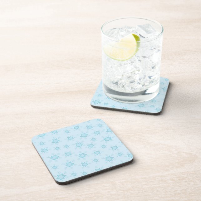 Snowflakes, Ice Blue, Icy Snowflakes, Snow Beverage Coaster (Right Side)
