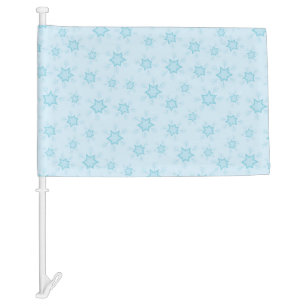 Snowflakes, Ice Blue, Icy Snowflakes, Snow Car Flag