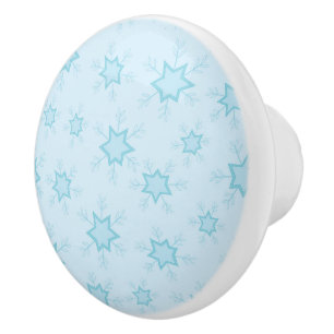 Snowflakes, Ice Blue, Icy Snowflakes, Snow Ceramic Knob