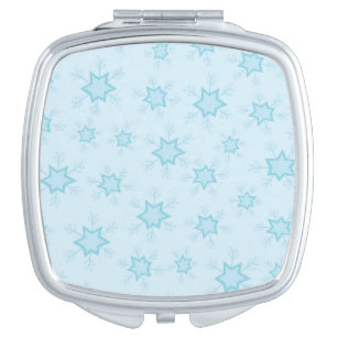 Snowflakes, Ice Blue, Icy Snowflakes, Snow Compact Mirror