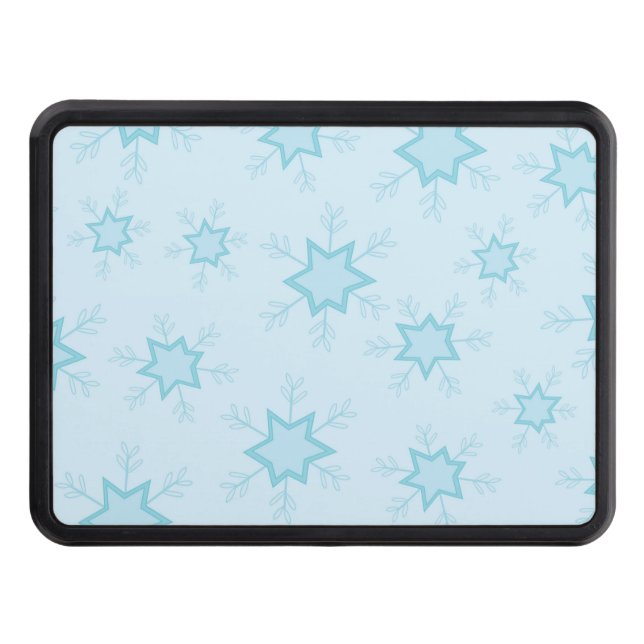 Snowflakes, Ice Blue, Icy Snowflakes, Snow Hitch Cover (Front)