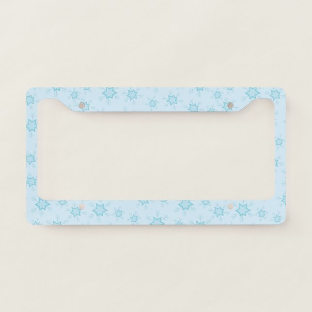 Snowflakes, Ice Blue, Icy Snowflakes, Snow License Plate Frame (Front)
