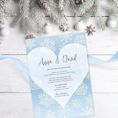 Snowflakes Icy Blue Winter Wedding Invitation