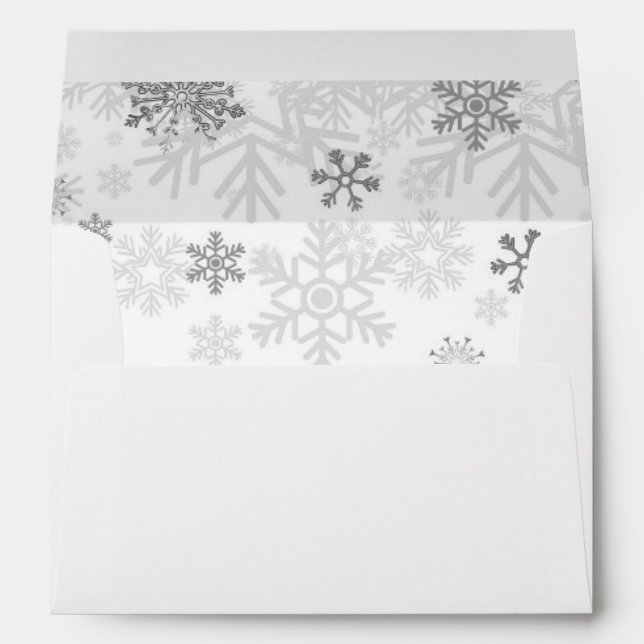 Snowflakes in Black and White Winter Holiday Envelope (Back (Bottom))